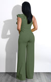 Sexy side shoulder ruffled jumpsuit
