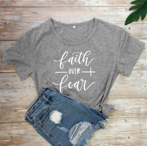 Faith Over Fear Christian T-Shirt Religion Clothing For Women Faith Shirt