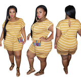 Loose Fit Striped Digital Print Women's Jumpsuit
