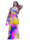 New Printed Top Skirt Plus Size Two Piece Set